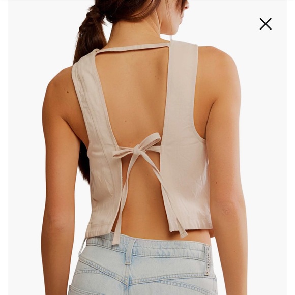 Free People Blake Sand Dollar Sleeveless Button-Down Top Size S NWT - Picture 3 of 11